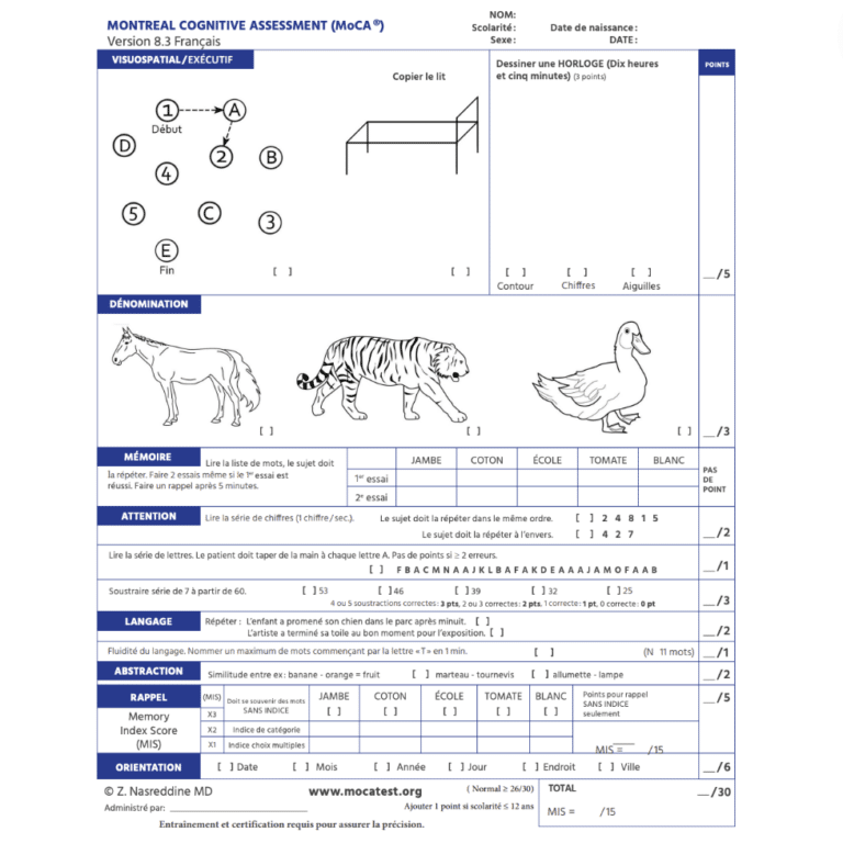 Test du moca troubles cognitifs ressource kitm dical
